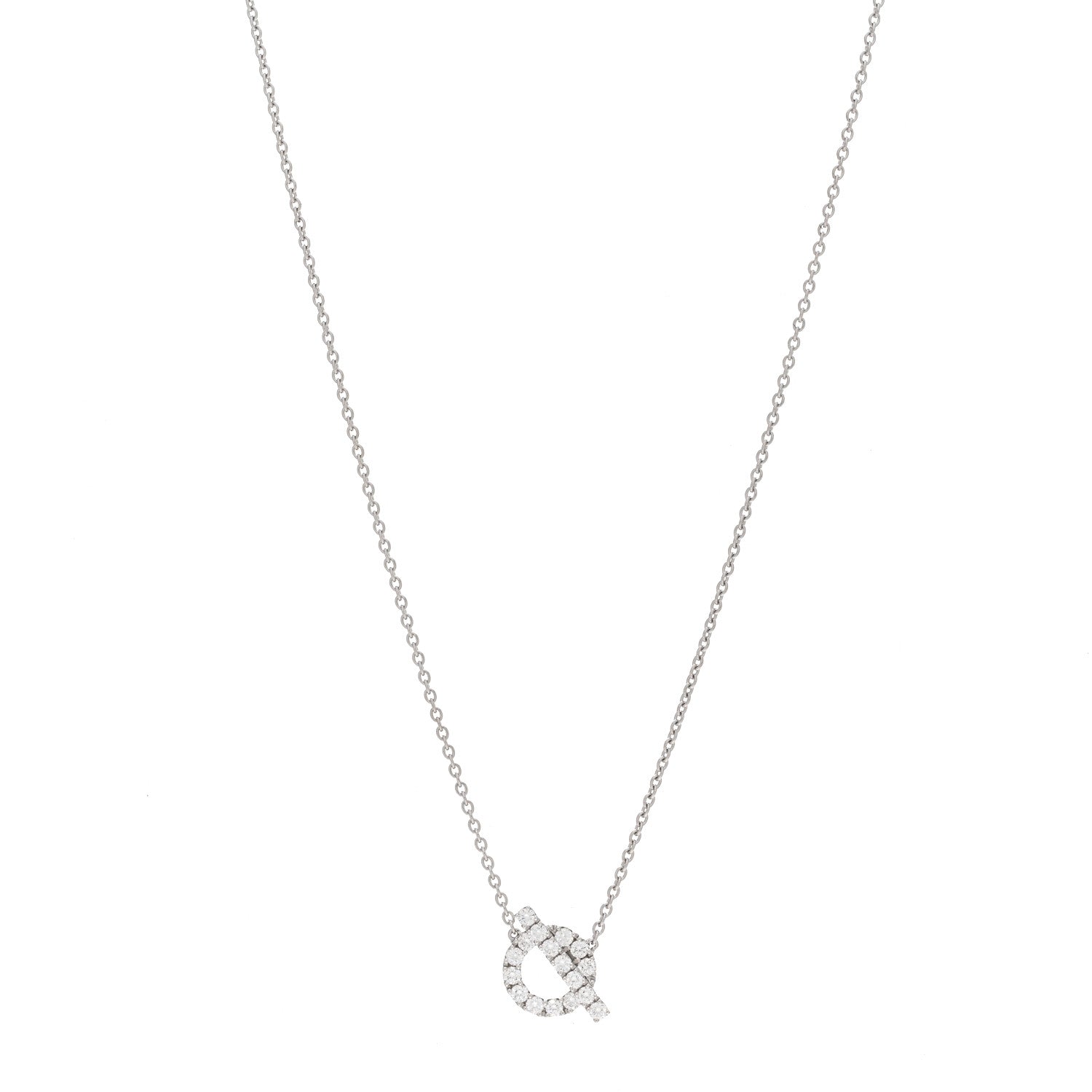 Hermes 18K White Gold Diamond Finesse Pendant Necklace 1 of 5