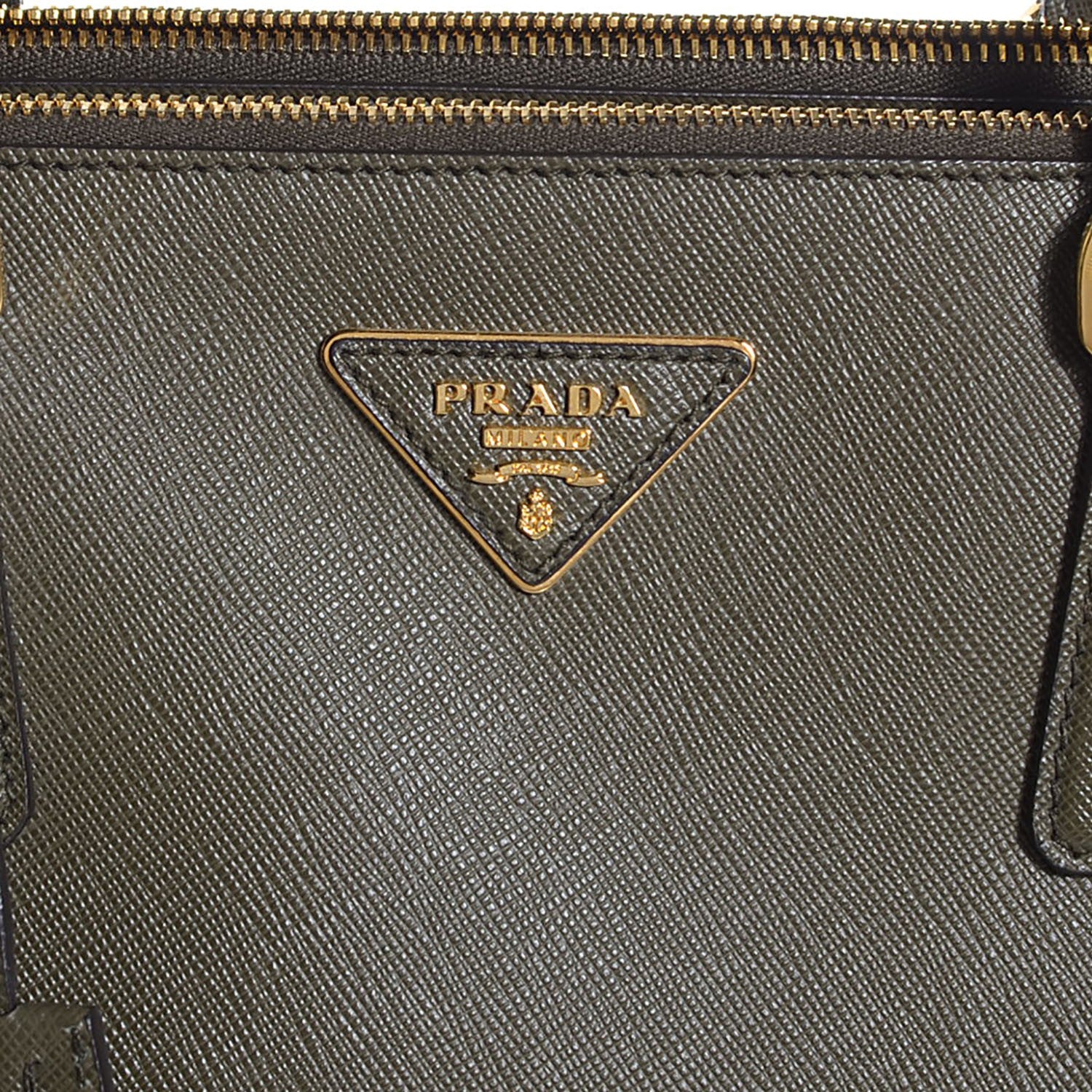 Prada Saffiano Lux Extra Large Galleria Double Zip Tote Militare 10 of 10
