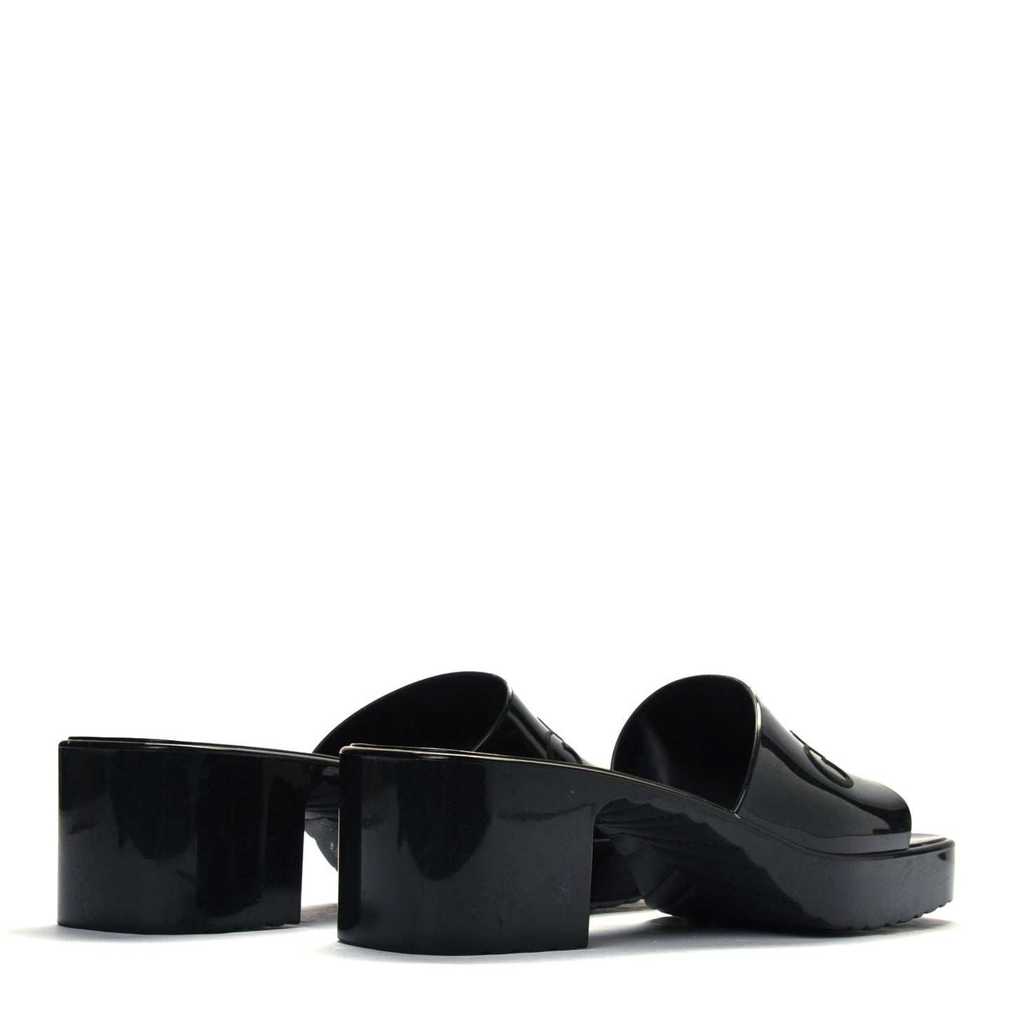 Rubber Gucci Logo Womens Platform 20/60mm Slide Sandals 39 Black