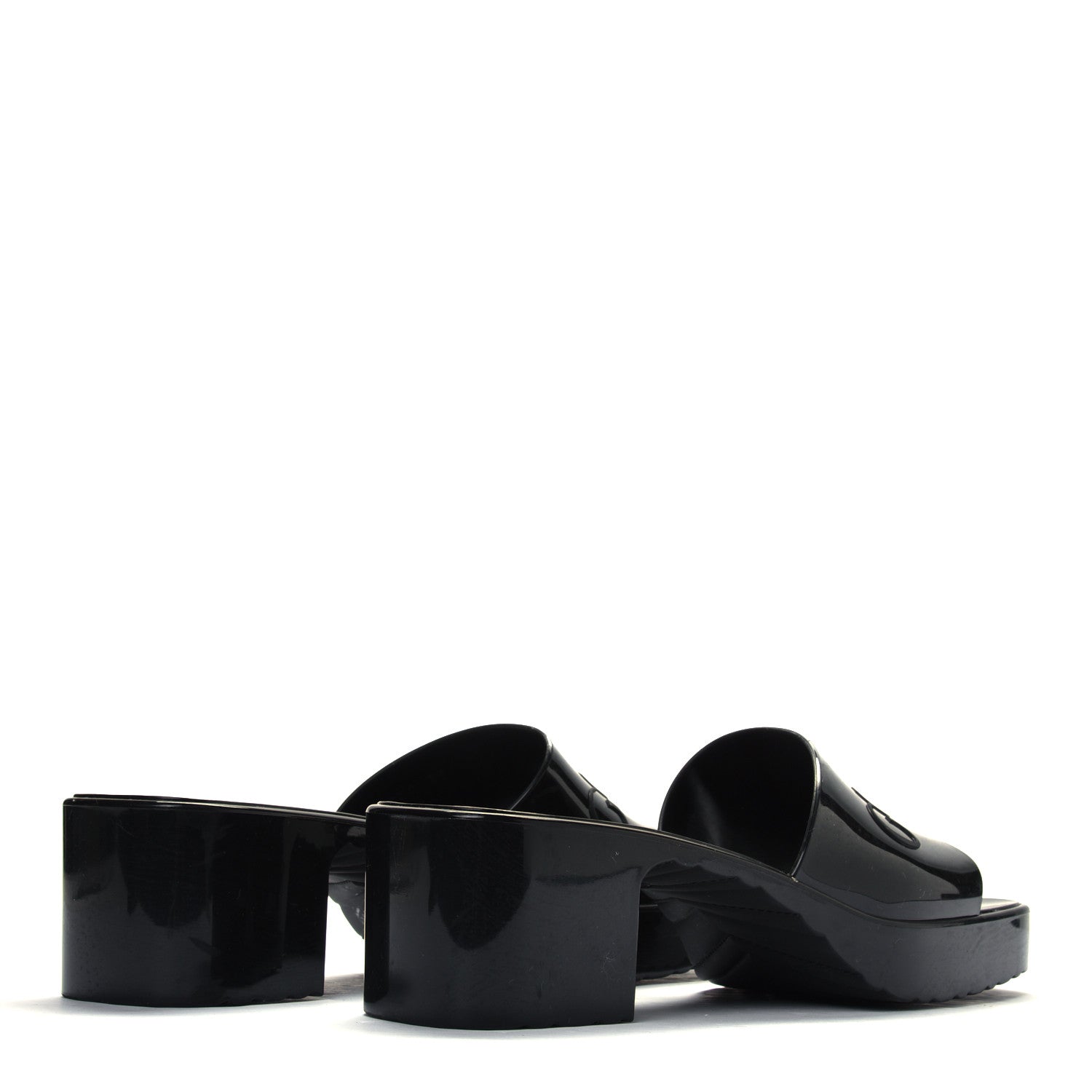 Gucci Rubber Gucci Logo Womens Platform 20/60mm Slide Sandals 39 Black 3 of 4