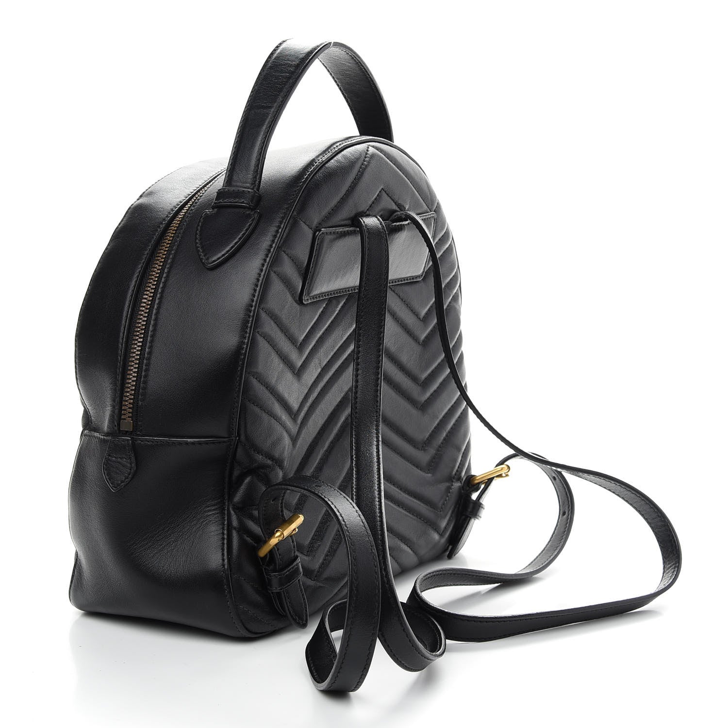 Gucci Calfskin Matelasse GG Marmont Dome Backpack Black 3 of 9