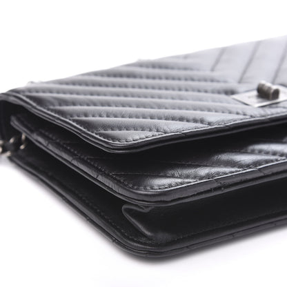 Chanel Aged Calfskin Chevron Quilted Reissue Wallet On Chain WOC Black 8 of 11