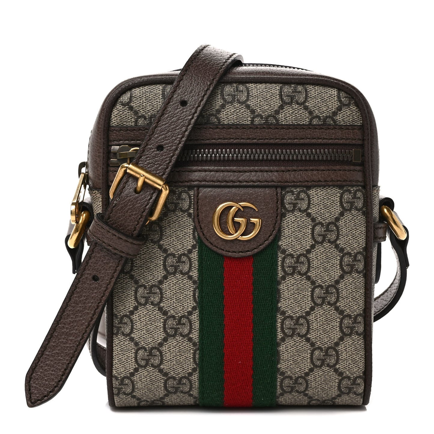 GG Supreme Monogram Web Mini Ophidia Messenger Brown
