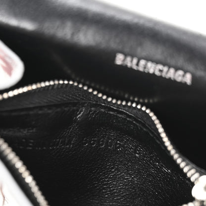 Balenciaga Metallic Calfskin Crocodile Embossed Hourglass Chain Cardholder Silver 7 of 10