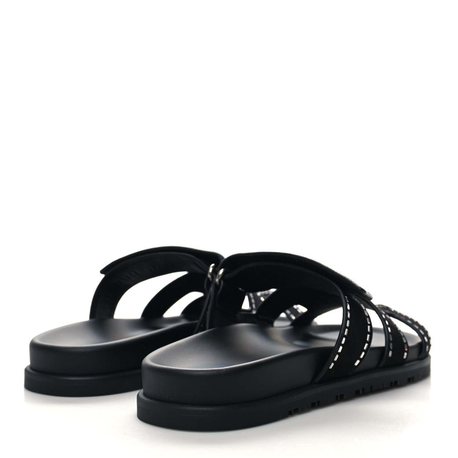 Hermes Suede Crystal Womens Chypre Sandals 39 Black 4 of 9