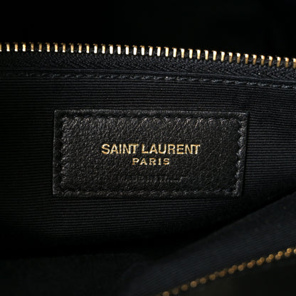 Saint Laurent Grain de Poudre Matelasse Chevron Medium Tribeca Shopping Bag Black 7 of 12