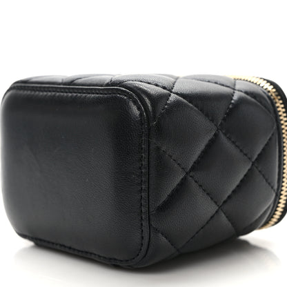 Chanel Lambskin Quilted Mini Vanity Case With Chain Black 9 of 10