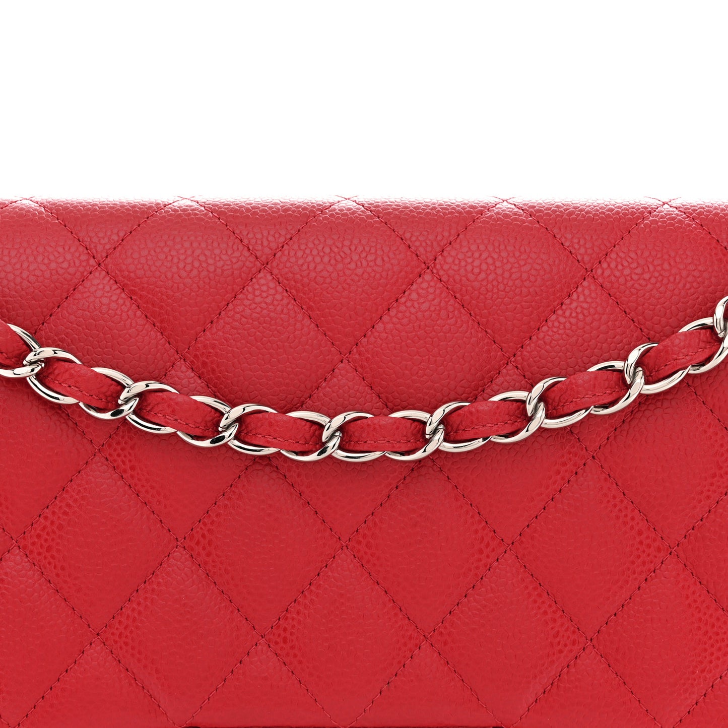 Caviar Quilted Jumbo Double Flap Red