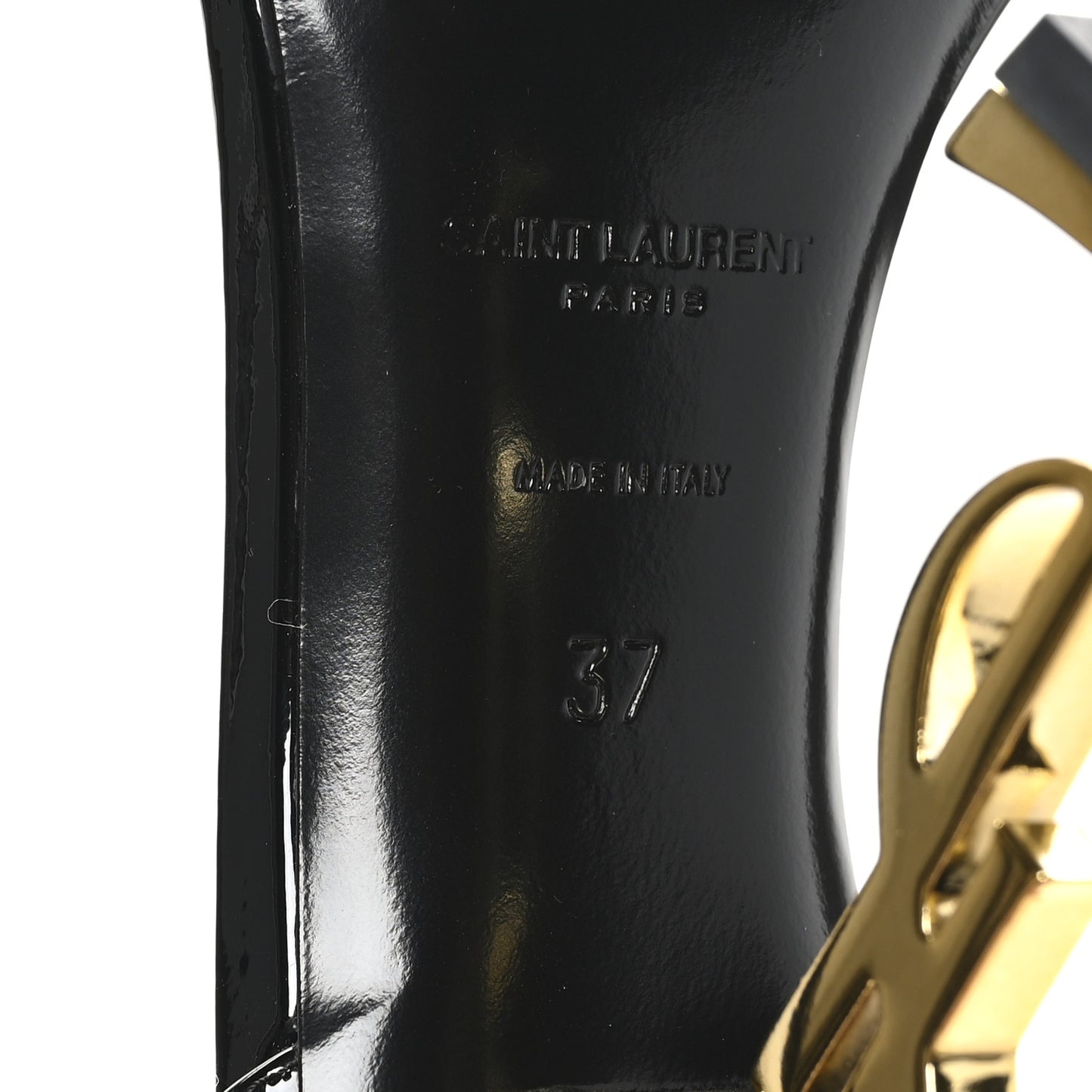 Patent Calfskin Opyum 110 Sandals 37 Black Gold