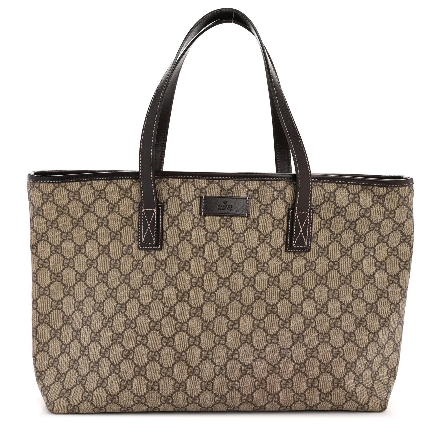 Gucci GG Supreme Monogram Medium Zippered Shopping Tote Dark Brown 1 of 14