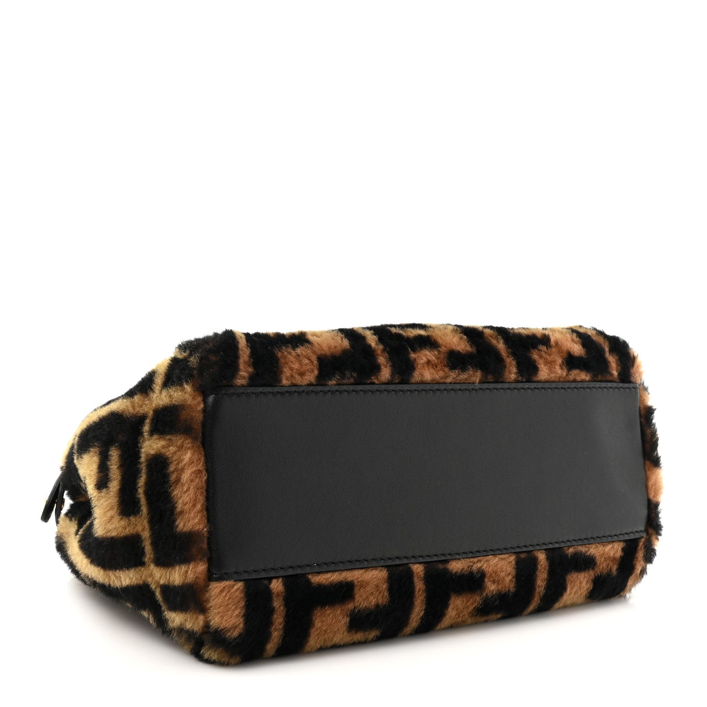 Shearling Nappa Macro FF 1974 Mini Peekaboo Iconic Satchel Tobacco Black