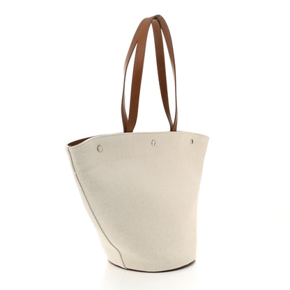 Saint Laurent Linen Calfskin Rive Gauche Tote Greggio Brick 3 of 10