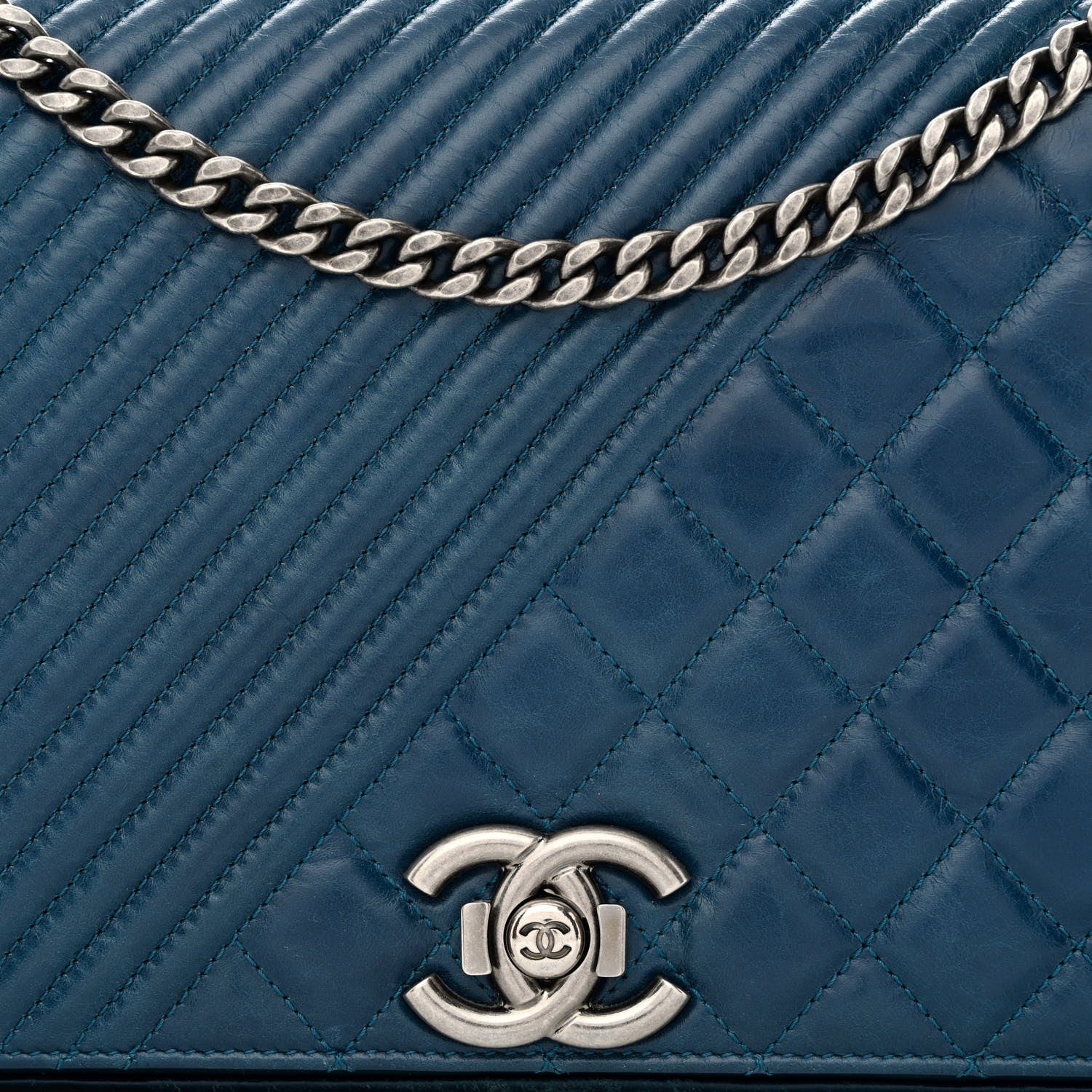 Chanel Glazed Calfskin Quilted Large Coco Boy Flap Blue 9 of 12