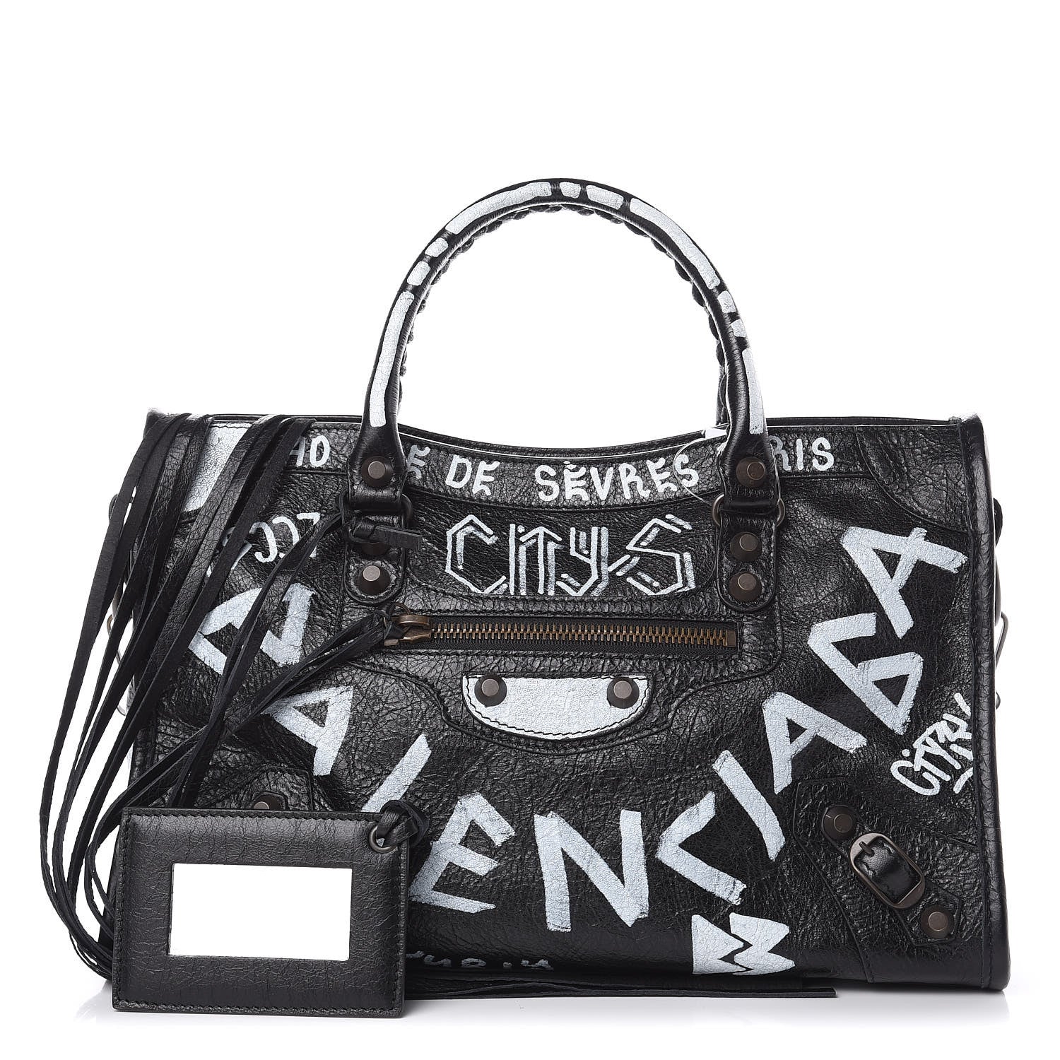 Balenciaga Agneau Classic Hardware Graffiti All Over S City Black 1 of 9