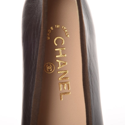 Chanel Lambskin Cap Toe CC Ballerina Flats 38.5 Marron Black 7 of 9