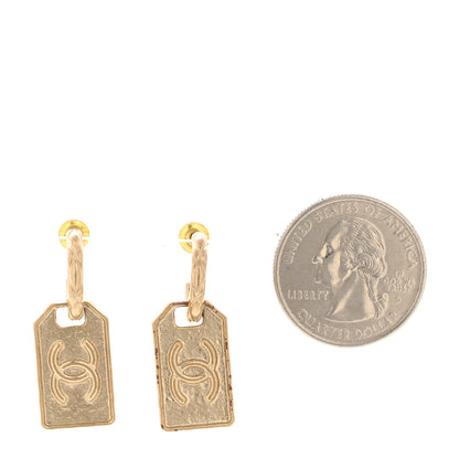 Chanel CC Tag Drop Earrings Gold 2 of 5
