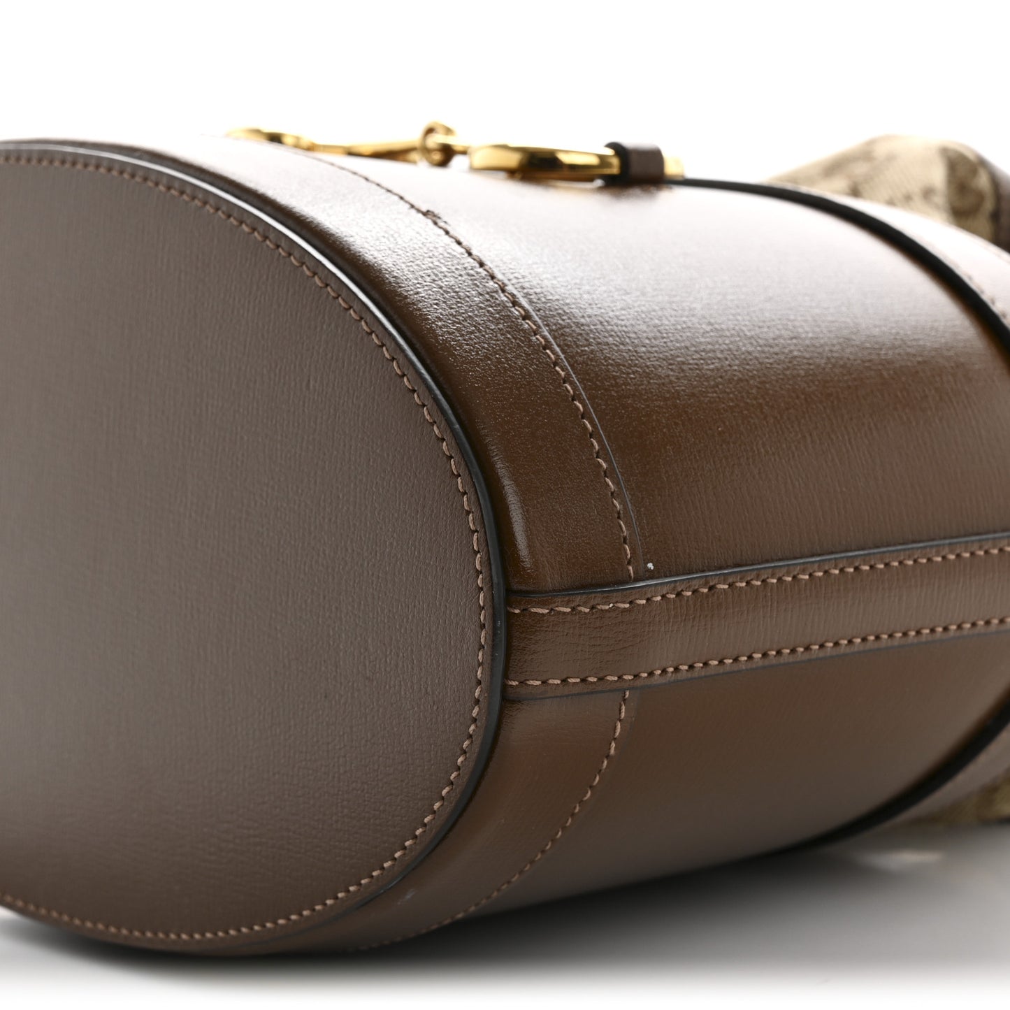 Monogram Textured Calfskin Horsebit 1955 Drawstring Bucket Bag Beige Brown Sugar