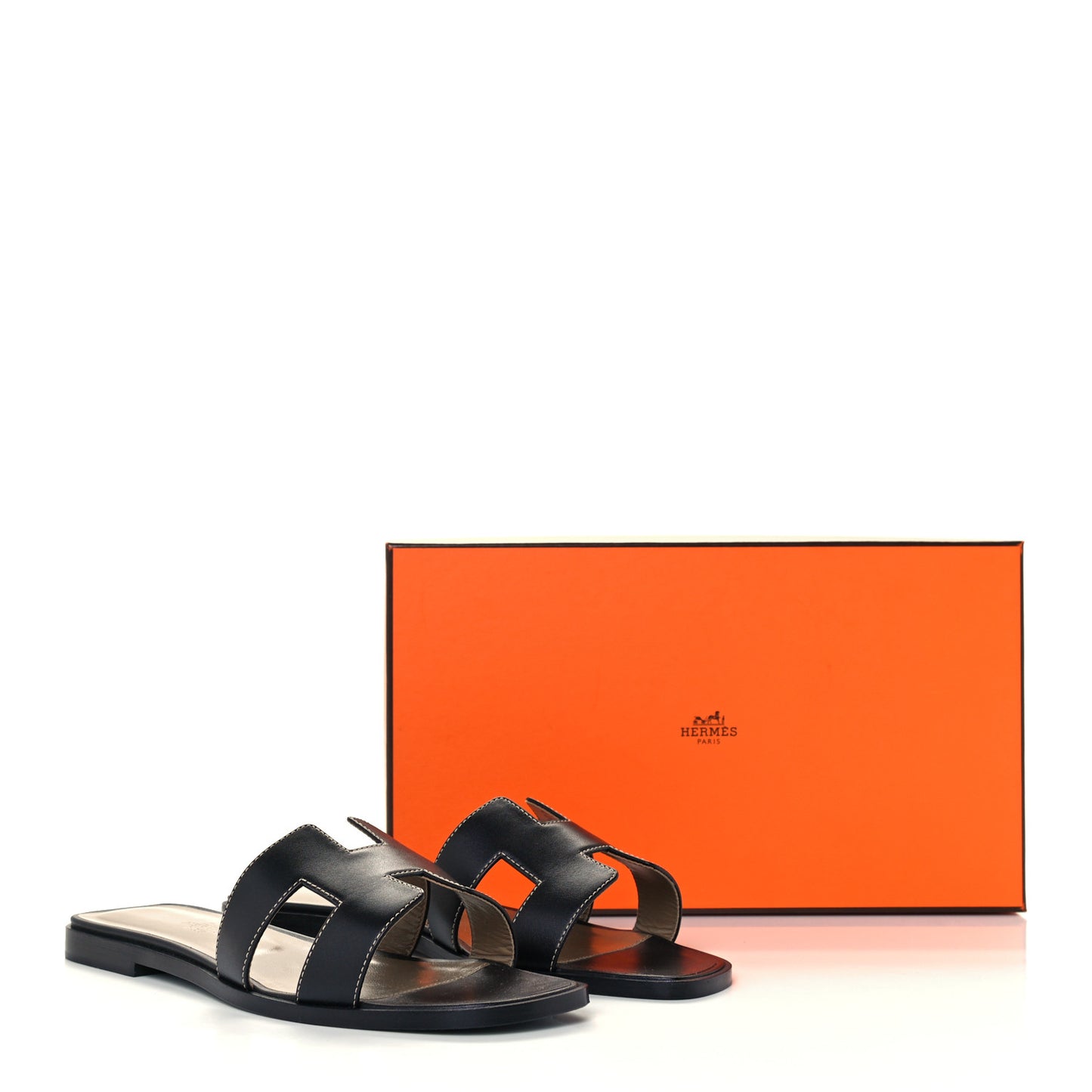 Box Calfskin Oran Sandals 38 Black