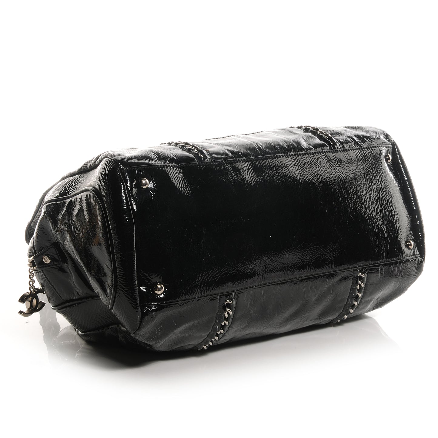Patent Calfskin Large Luxe Ligne Tote Black
