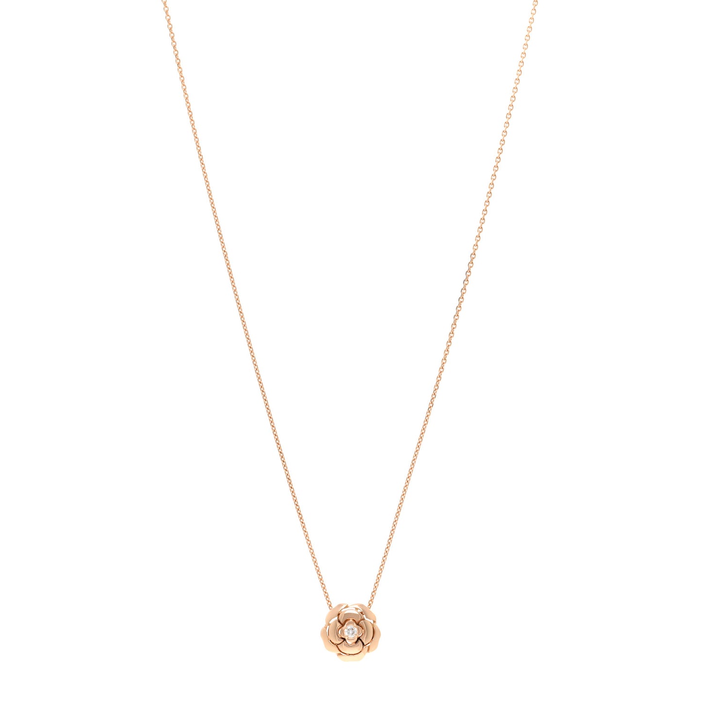 18K Rose Gold Diamond Extrait de Camelia Pendant Necklace