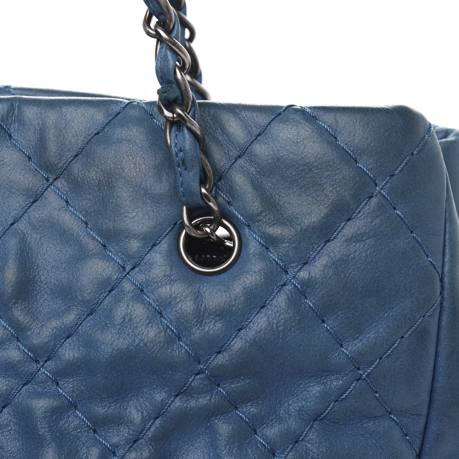 Chanel Iridescent Calfskin Quilted Shopping Tote Blue 16 of 19