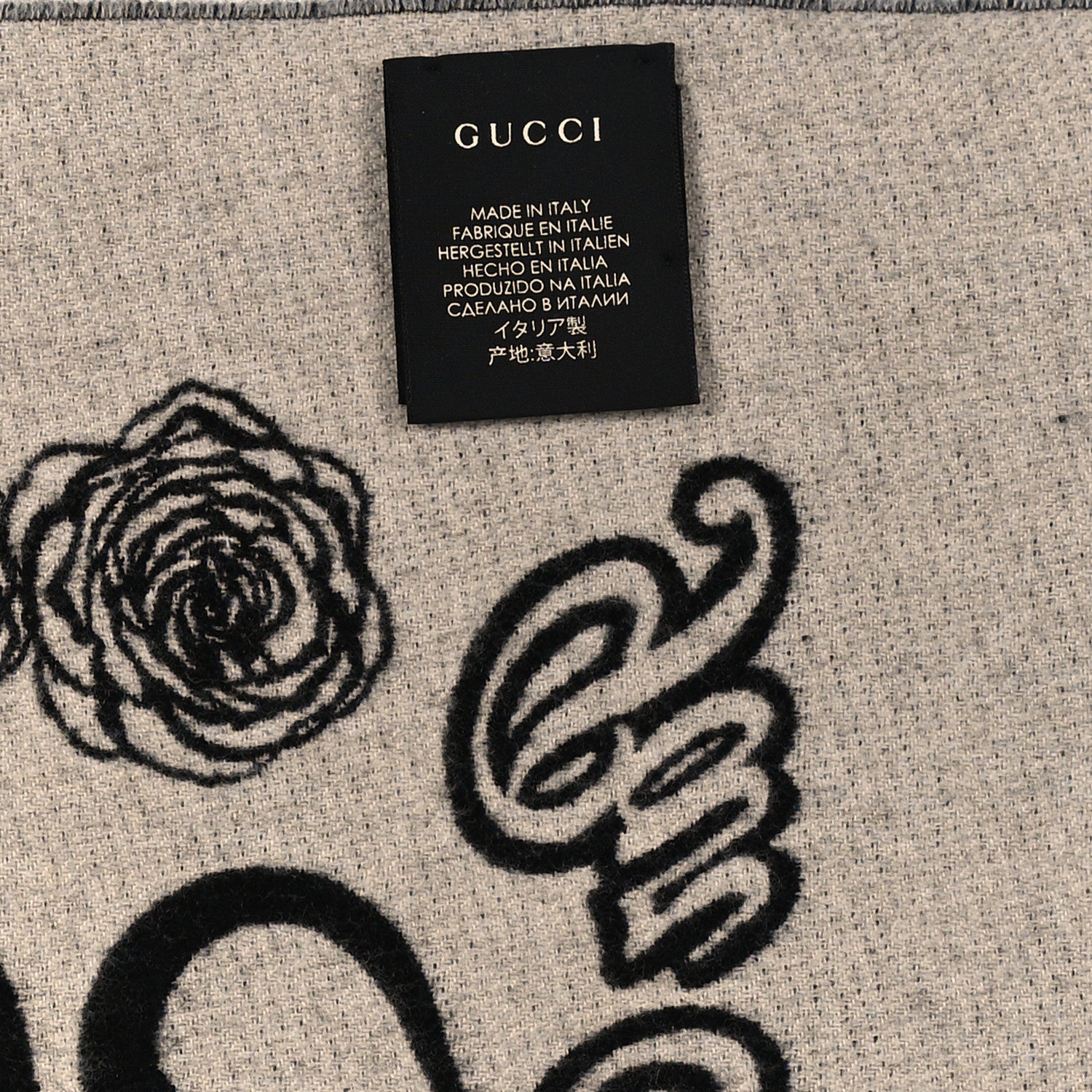 Gucci Wool Kingsnake Scarf Black White 5 of 5