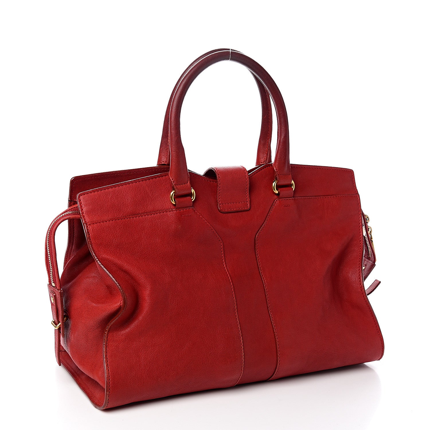 Saint Laurent Sheepskin Medium Cabas ChYc Red 2 of 12