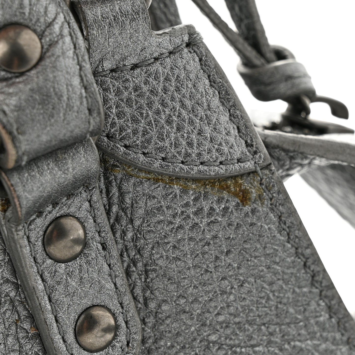 Metallic Grained Calfskin Neo Classic Silver Hardware Mini City Silver