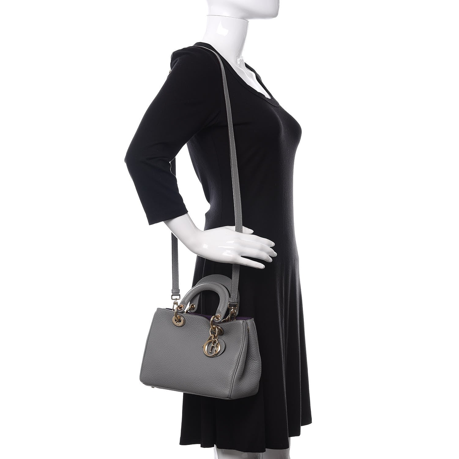 Christian Dior Bullcalf Mini Diorissimo Tote Gris 2 of 10