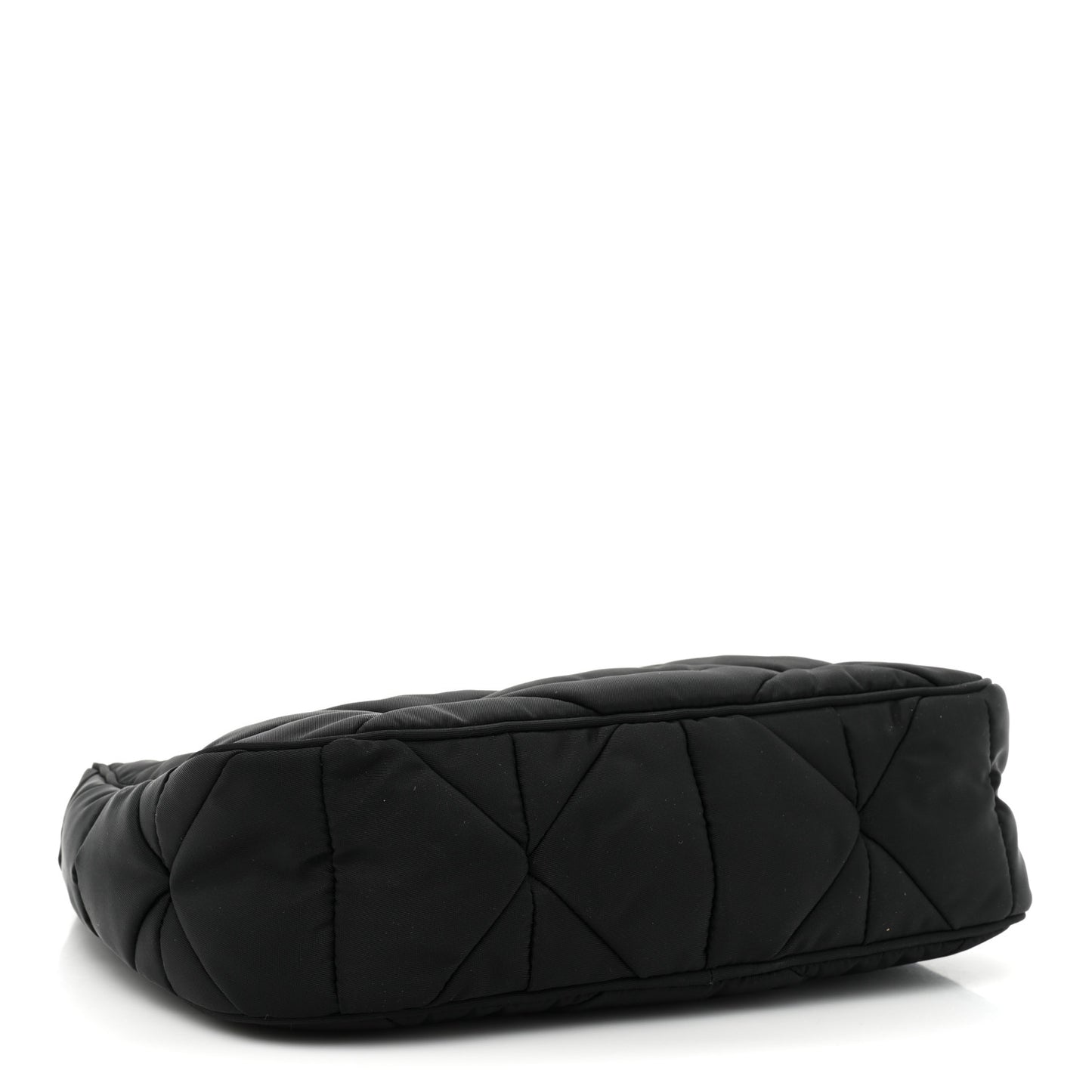 Re-Nylon Triangle Padded Patchwork Shoulder Bag Black