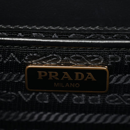Prada Saffiano Soft Calfskin Metal Triangle Logo Envelope Chain Shoulder Bag Black 6 of 11
