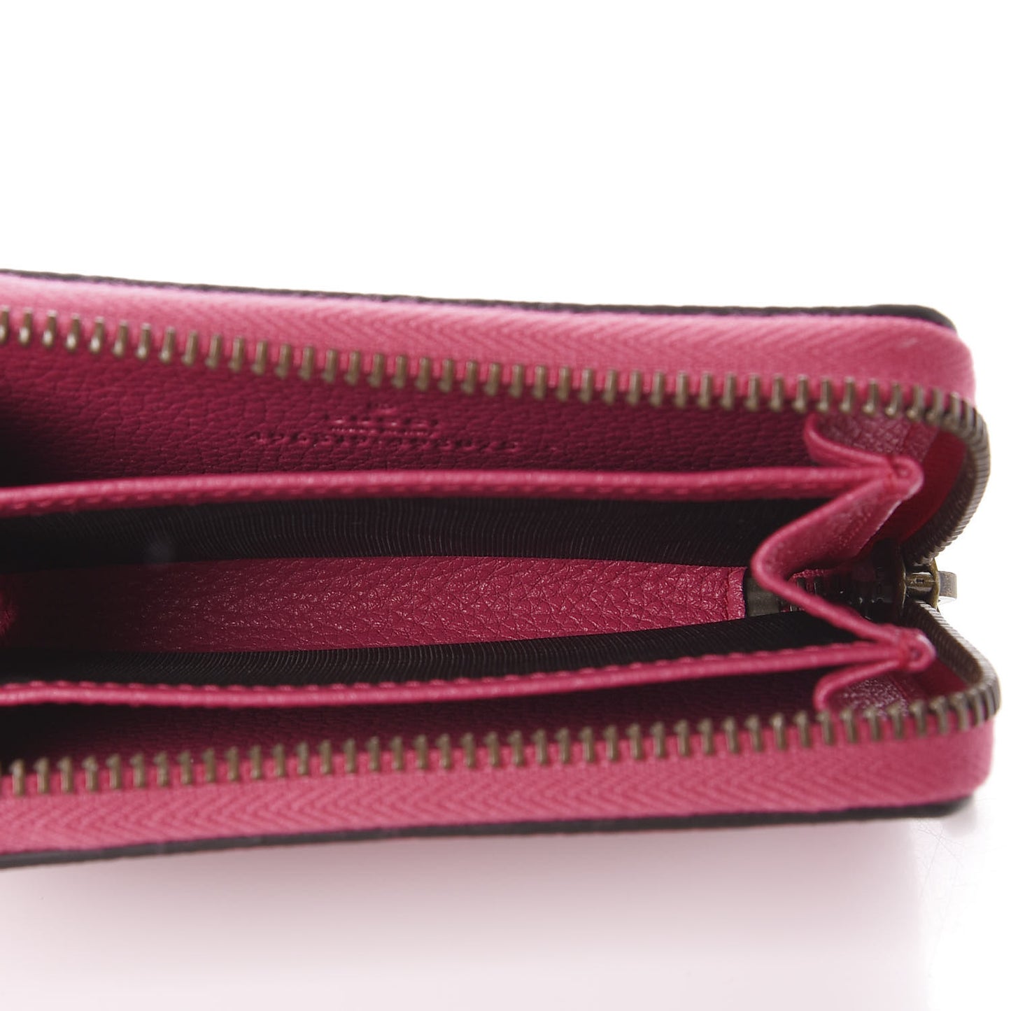 Grained Calfskin Logo Zip Around Card Case Box Pink Green