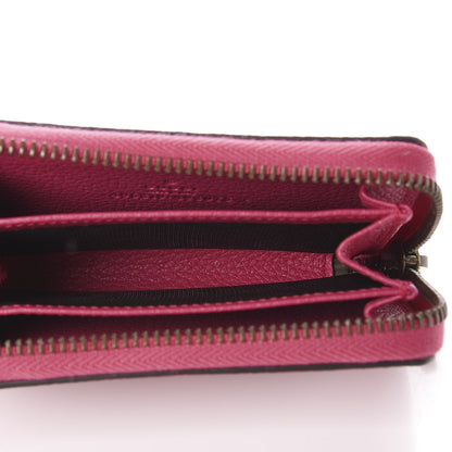 Gucci Grained Calfskin Logo Zip Around Card Case Box Pink Green 4 of 8