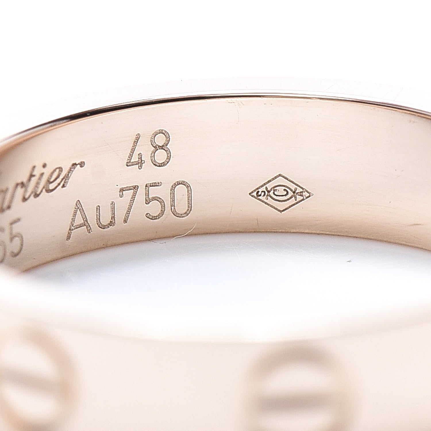 Cartier 18K Pink Gold Diamond 4mm LOVE Wedding Band Ring 48 4.5 5 of 6