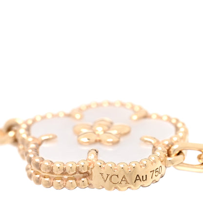 Van Cleef & Arpels 18K Yellow Gold Agate Lapis Lazuli Mother of Pearl 5 Motifs Lucky Spring Bracelet 3 of 4