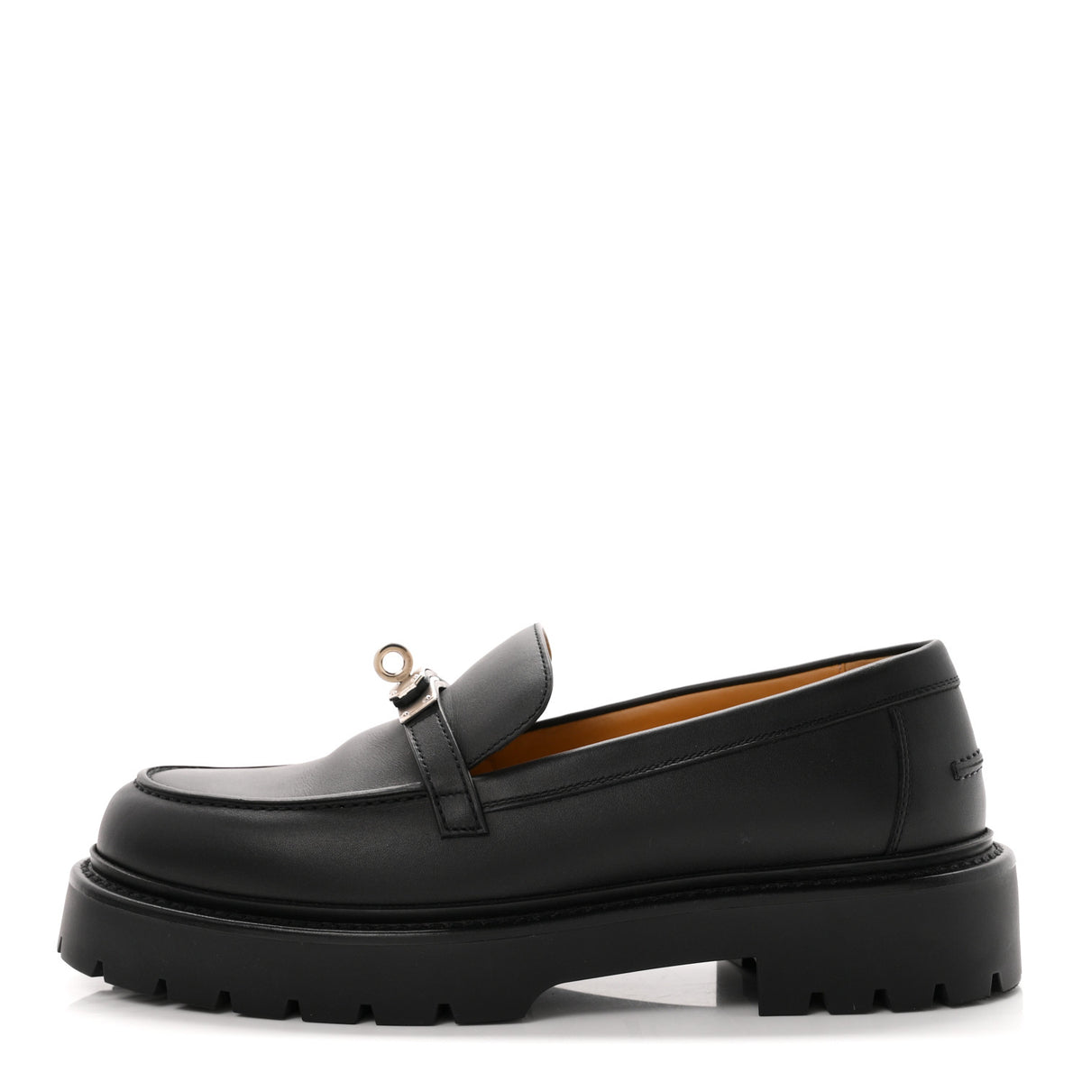 Hermes Calfskin Womens Icone Loafers 38.5 Black 1 of 9