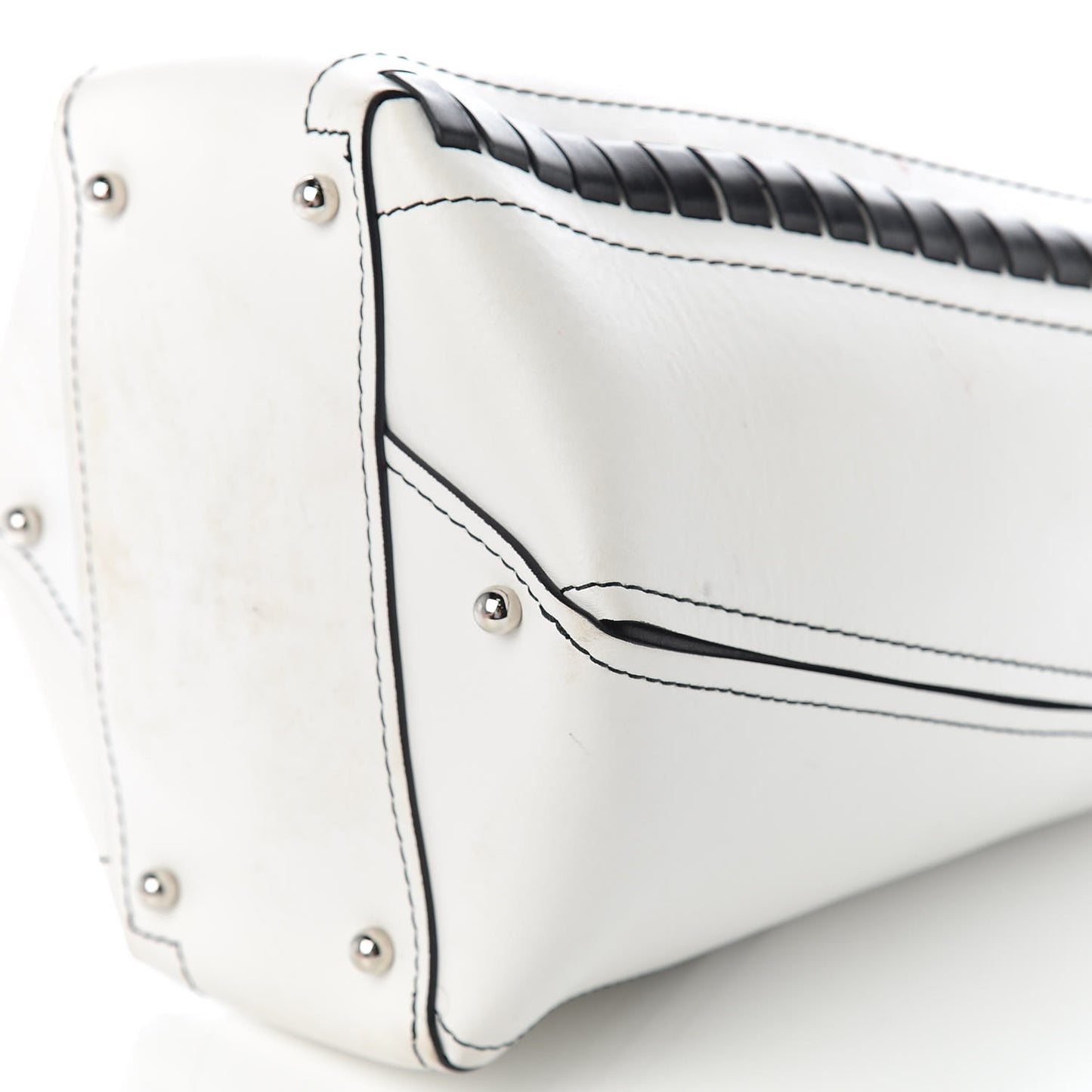 Smooth Calfskin Medium Hex Bucket Bag Black White