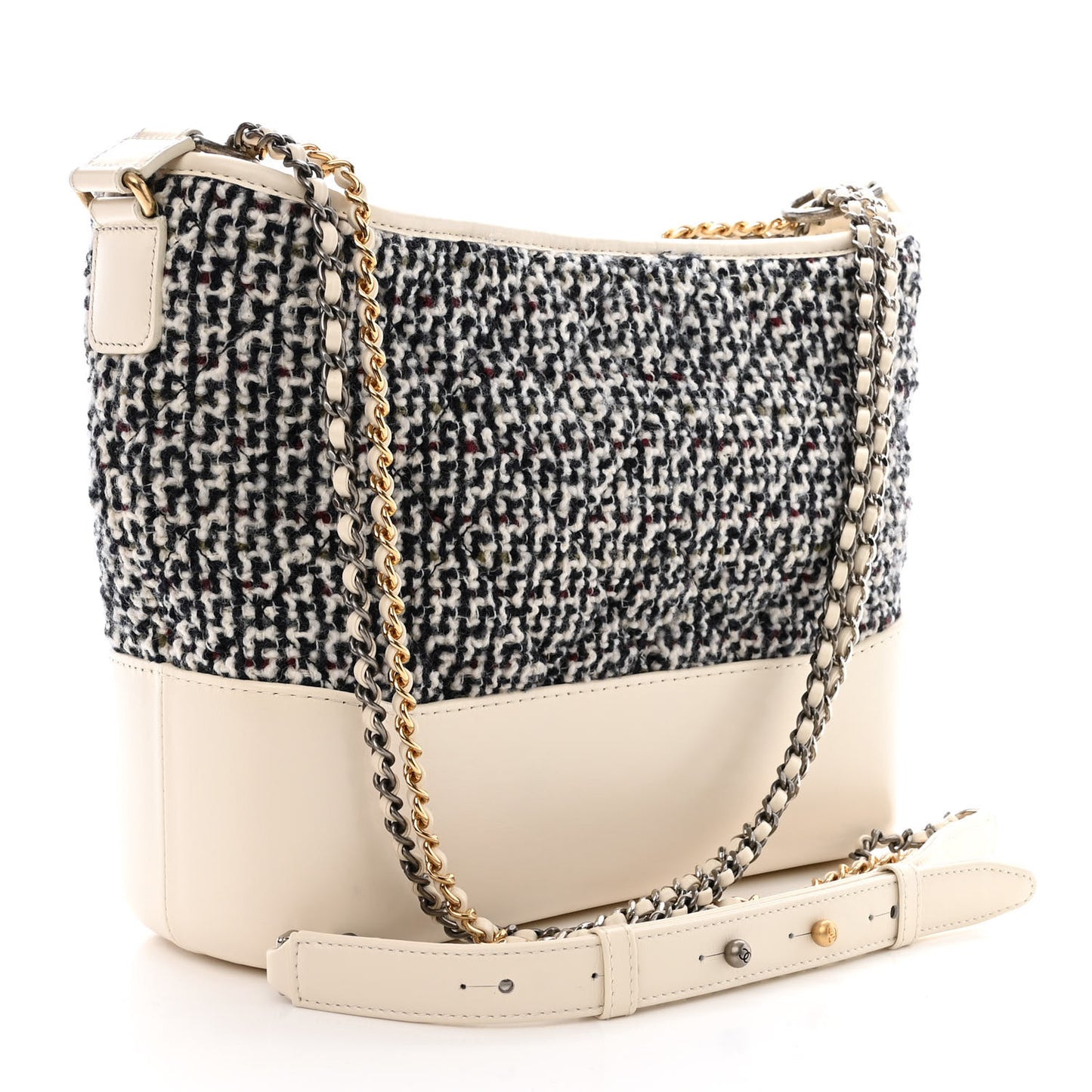 Tweed Calfskin Medium Gabrielle Hobo Ivory Multicolor