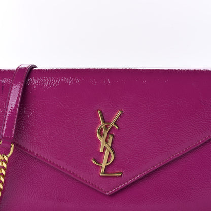 Saint Laurent Textured Patent Monogram Envelope Chain Wallet Electric Pink 11 of 11