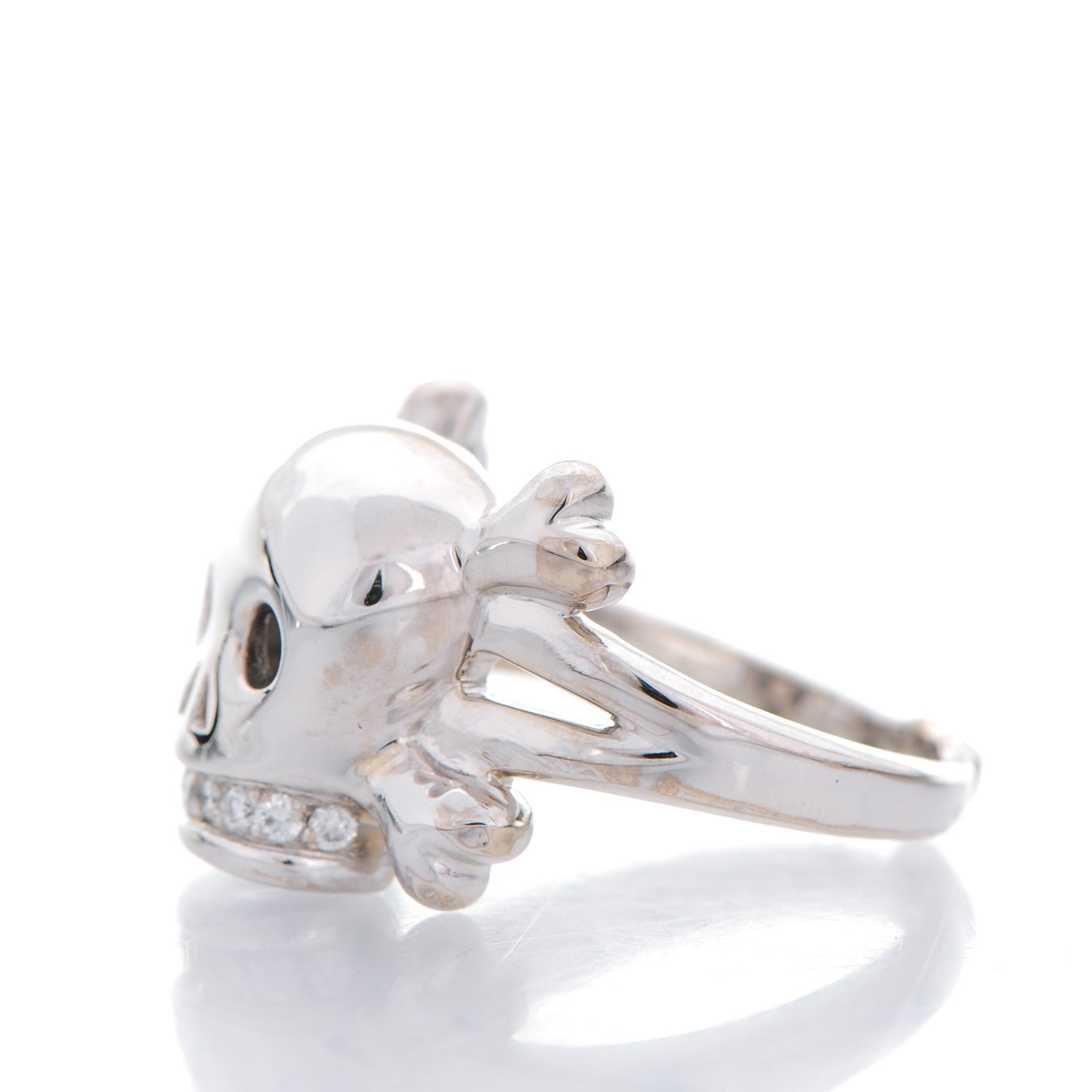 Christian Dior 18K White Gold Diamond Tete de Mort Ring 7.75 4 of 5