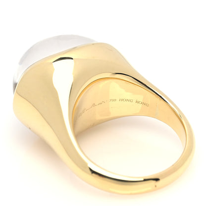Tiffany 18K Yellow Gold Elsa Peretti Rock Crystal 15 MM Cabochon Ring 61 9.5 5 of 6
