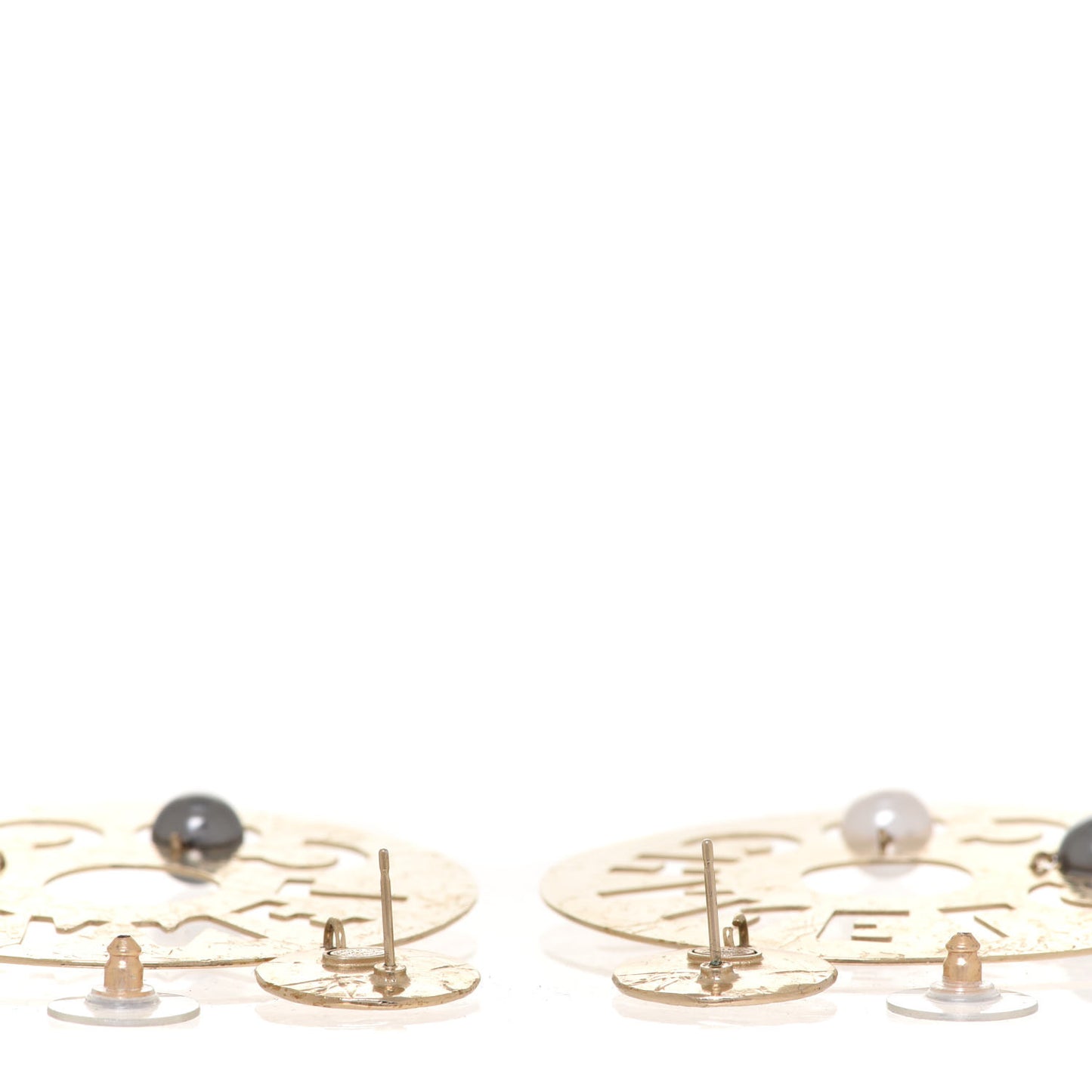Crystal Pearl CC Papyrus Drop Earrings Gold Grey