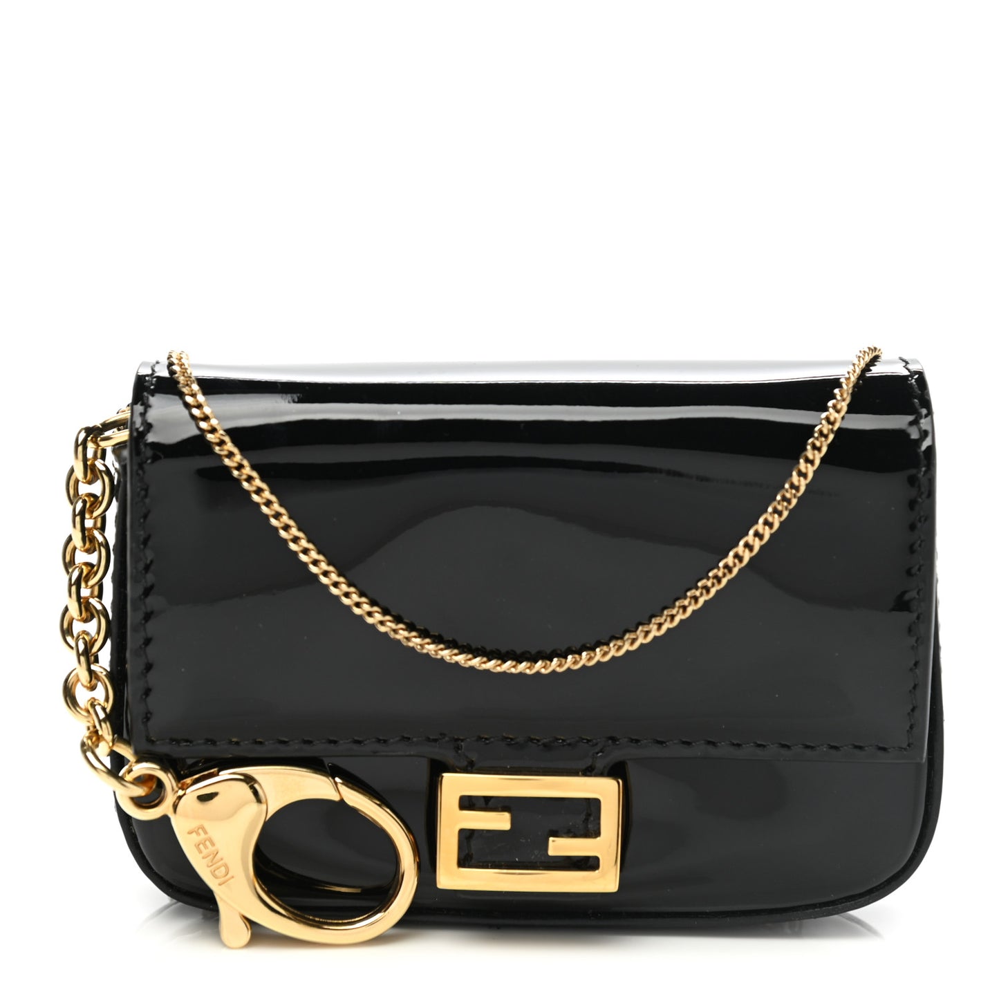 Vitello Vernice Mou Nano Baguette Belt Charm Black