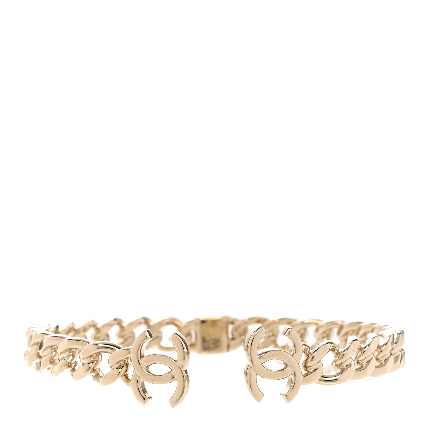 Chanel Metal CC Chain Link Choker Necklace S Gold 1 of 5