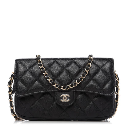 Chanel Caviar Quilted Flap Phone Holder With Chain Black 1 of 12
