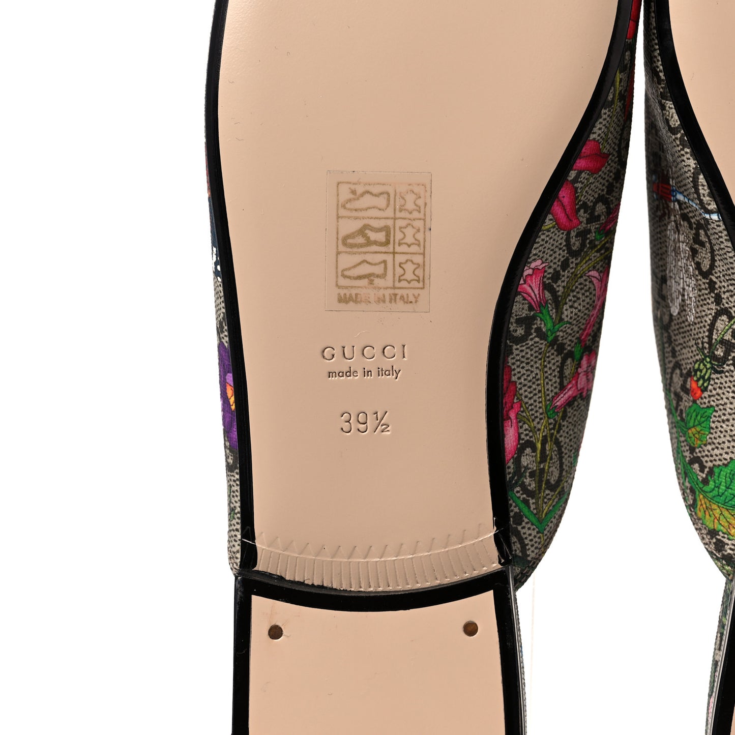 GG Supreme Monogram Flora Womens Princetown Slippers 39.5 Beige Ebony Multicolor Rosso