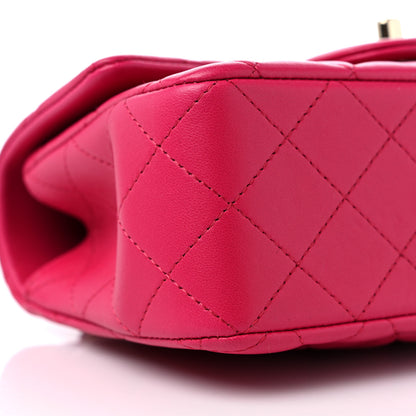 Chanel Lambskin Quilted Mini Top Handle Rectangular Flap Dark Pink 8 of 9