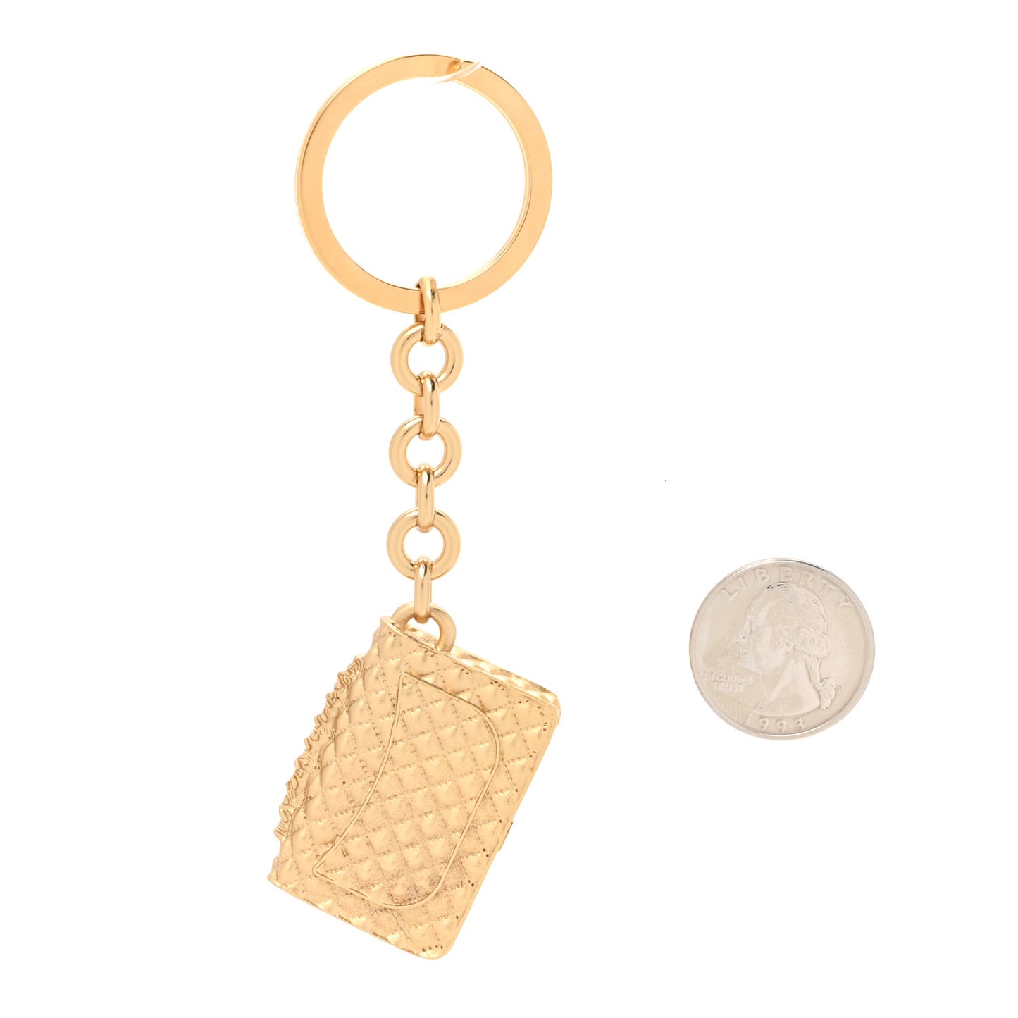 Quilted Flap Keychain Gold