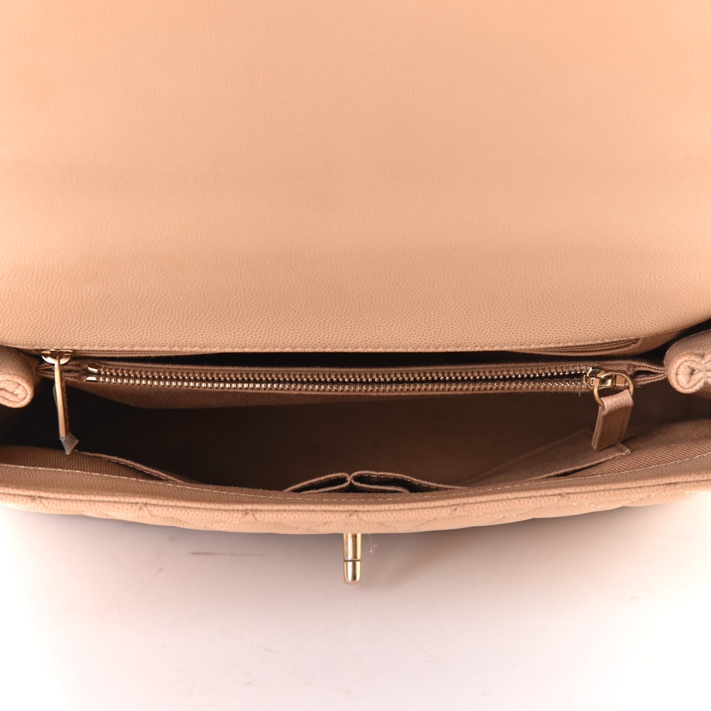Caviar Quilted Medium Coco Handle Flap Beige