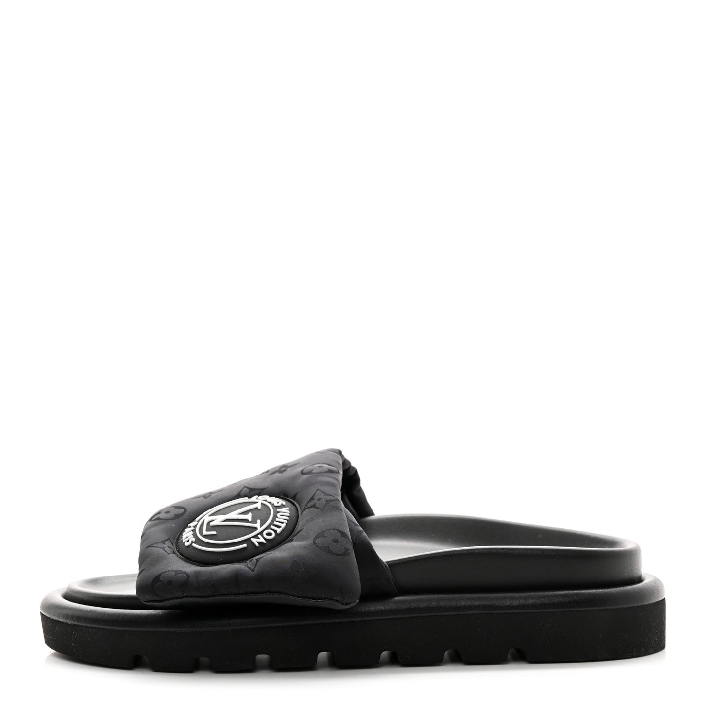 Nylon Monogram Eclipse Womens Pool Pillow Comfort Mules 36 Black